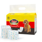 Dono disposable male dog wrap diaper XS size 14-count 6–13in 15–33cm, yellow product packaging featuring a Toy Poodle, stacked diapers and single bone print diaper with wetness indicator displayed on white background