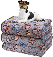 Dono 1 Pack 3 Pet Blankets, Soft Fluffy Fleece Warm Sleep Mat, Paw Print Style, S/M