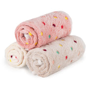 Dono Soft Fluffy Fleece Pet Blanket, Warm Sleep Mat with Paw Print Design, S/M/L/XL/XXL, 1 pack of 3