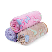 Dono Soft Fluffy Fleece Pet Blanket, Warm Sleep Mat with Paw Print Design, S/M/L/XL/XXL, 1 pack of 3