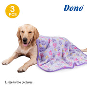 Dono Soft Fluffy Fleece Pet Blanket, Warm Sleep Mat with Paw Print Design, S/M/L/XL/XXL, 1 pack of 3