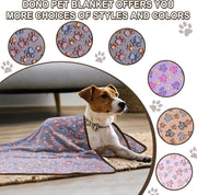 Dono 1 Pack 3 Pet Blankets, Soft Fluffy Fleece Warm Sleep Mat, Paw Print Style, S/M