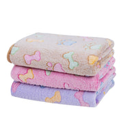 Dono Soft Fluffy Fleece Pet Blanket, Warm Sleep Mat with Paw Print Design, S/M/L/XL/XXL, 1 pack of 3