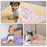 Dono Soft Fluffy Fleece Pet Blanket, Warm Sleep Mat with Paw Print Design, S/M/L/XL/XXL, 1 pack of 3