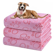 Dono Soft Fluffy Fleece Pet Blanket, Warm Sleep Mat with Paw Print Design, S/M/L/XL/XXL, 1 pack of 3