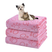 Dono Soft Fluffy Fleece Pet Blanket, Warm Sleep Mat with Paw Print Design, S/M/L/XL/XXL, 1 pack of 3