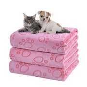 Dono Soft Fluffy Fleece Pet Blanket, Warm Sleep Mat with Paw Print Design, S/M/L/XL/XXL, 1 pack of 3