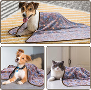 Dono 1 Pack 3 Pet Blankets, Soft Fluffy Fleece Warm Sleep Mat, Paw Print Style, S/M