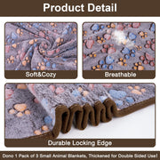 Dono Soft Fluffy Fleece Pet Blanket, Warm Sleep Mat with Paw Print Design, S/M/L/XL/XXL, 1 pack of 3
