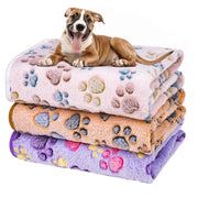 Dono Soft Fluffy Fleece Pet Blanket, Warm Sleep Mat with Paw Print Design, S/M/L/XL/XXL, 1 pack of 3