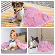 Dono Soft Fluffy Fleece Pet Blanket, Warm Sleep Mat with Paw Print Design, S/M/L/XL/XXL, 1 pack of 3